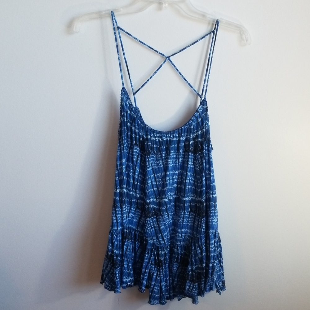 Free People Women's Tank Top Sz. M Spaghatti Strap Blue